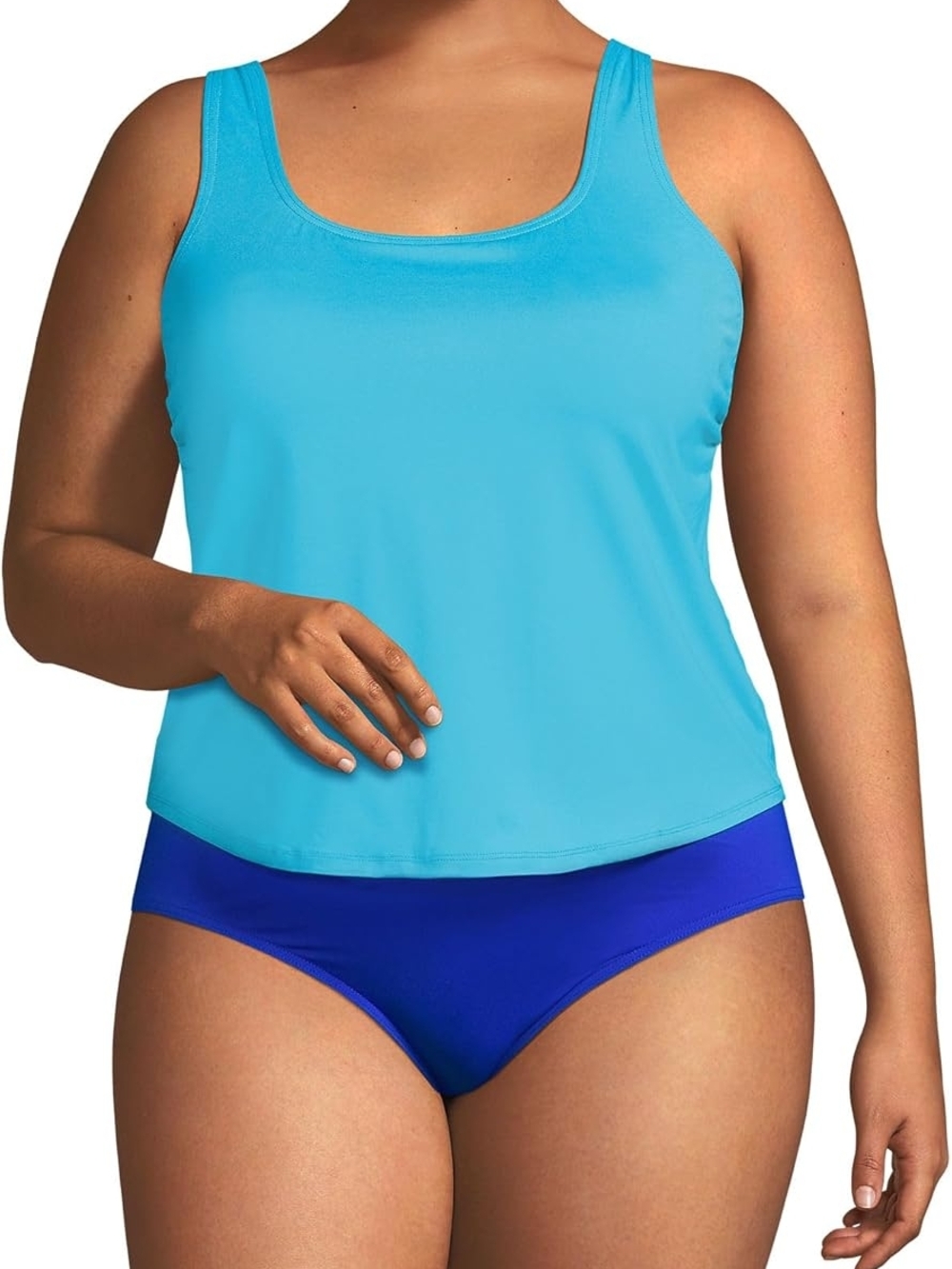 Lands' End Two-tone Blue Fauxkini